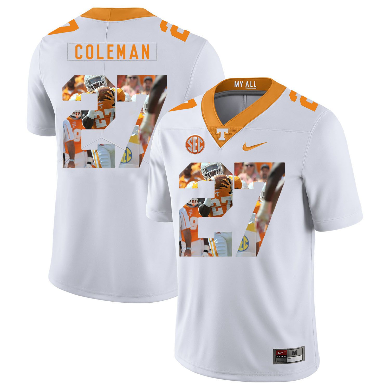 Men Tennessee Volunteers #27 Coleman White Fashion Edition Customized NCAA Jerseys->customized ncaa jersey->Custom Jersey